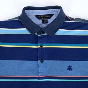Brooks Brothers Performance Colorful Striped Polo Shirt MD Medium Original Fit